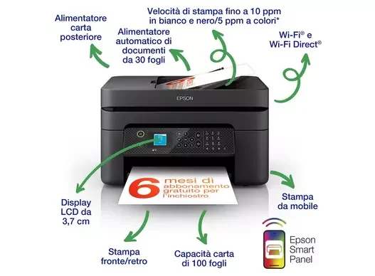 MULTIFUNZIONE EPSON WF-2930DWF INKJET COLOR A4 ADF 4IN1 - foto 2 di 7