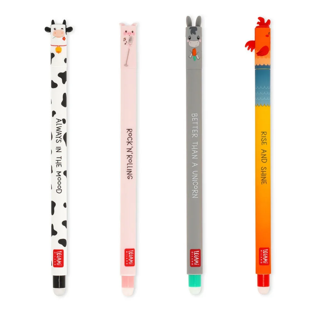 Set di 4 Penne Cancellabili - Erasable Pen - Farm Sweet Farm
