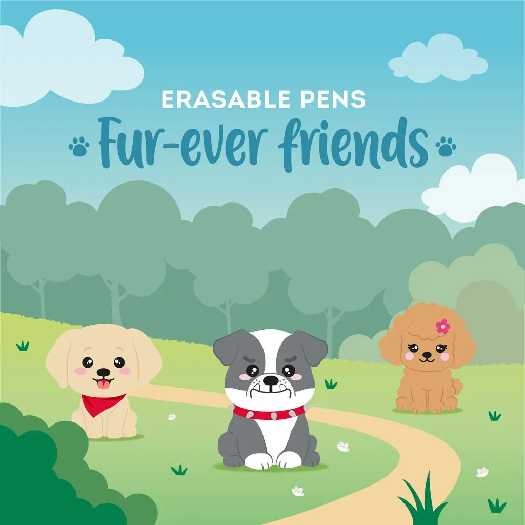 Set di 3 Penne Gel Cancellabili - "Fur-ever Friends" - Erasable Pen - foto 2 di 10