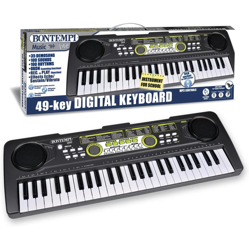 Bontempi - Tastiera Digitale 49 Tasti, 35 Brani Preregistrati, 100 Suoni, 100 Ritmi, Funzione Metronomo e Transposer - foto 1 di 3